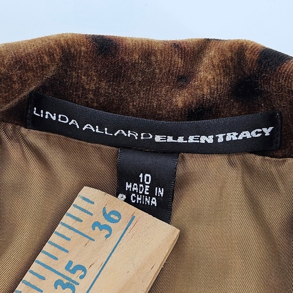 Vtg Linda Allard Ellen Tracy Leopard Velvet Blazer Jacket Women Size 10 Boho - Picture 3 of 8